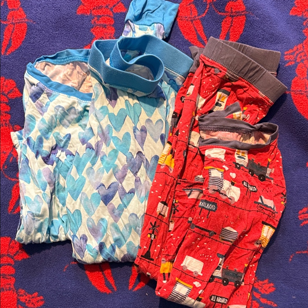 Little Sleepies Bundle - blue hearts & trains!